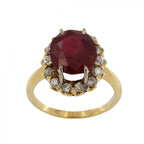 18ct Yellow Gold Ruby & Diamond Cluster Ring