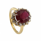 18ct Yellow Gold Ruby & Diamond Cluster Ring