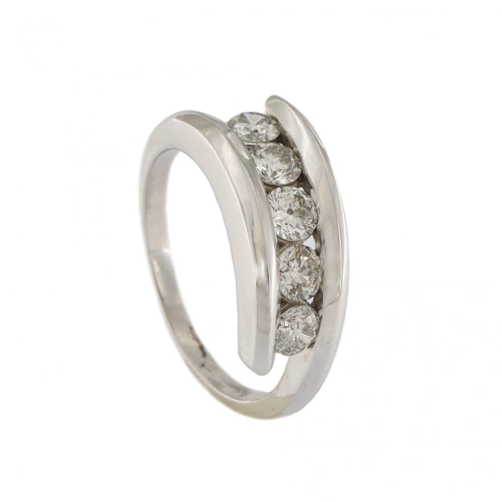 14ct White Gold Diamond 5 Stone 1.00ct Ring