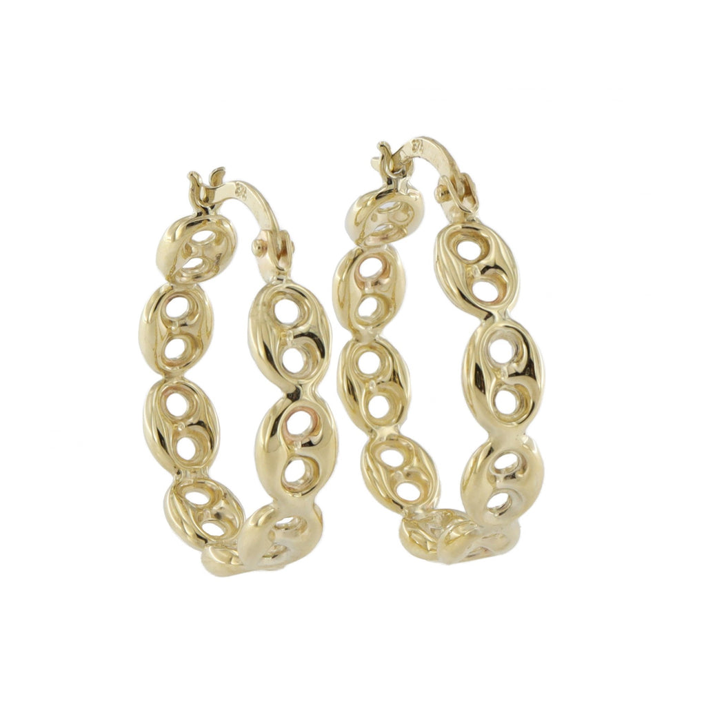9ct Yellow Gold Coffee Bean 20mm Hoop Earrings