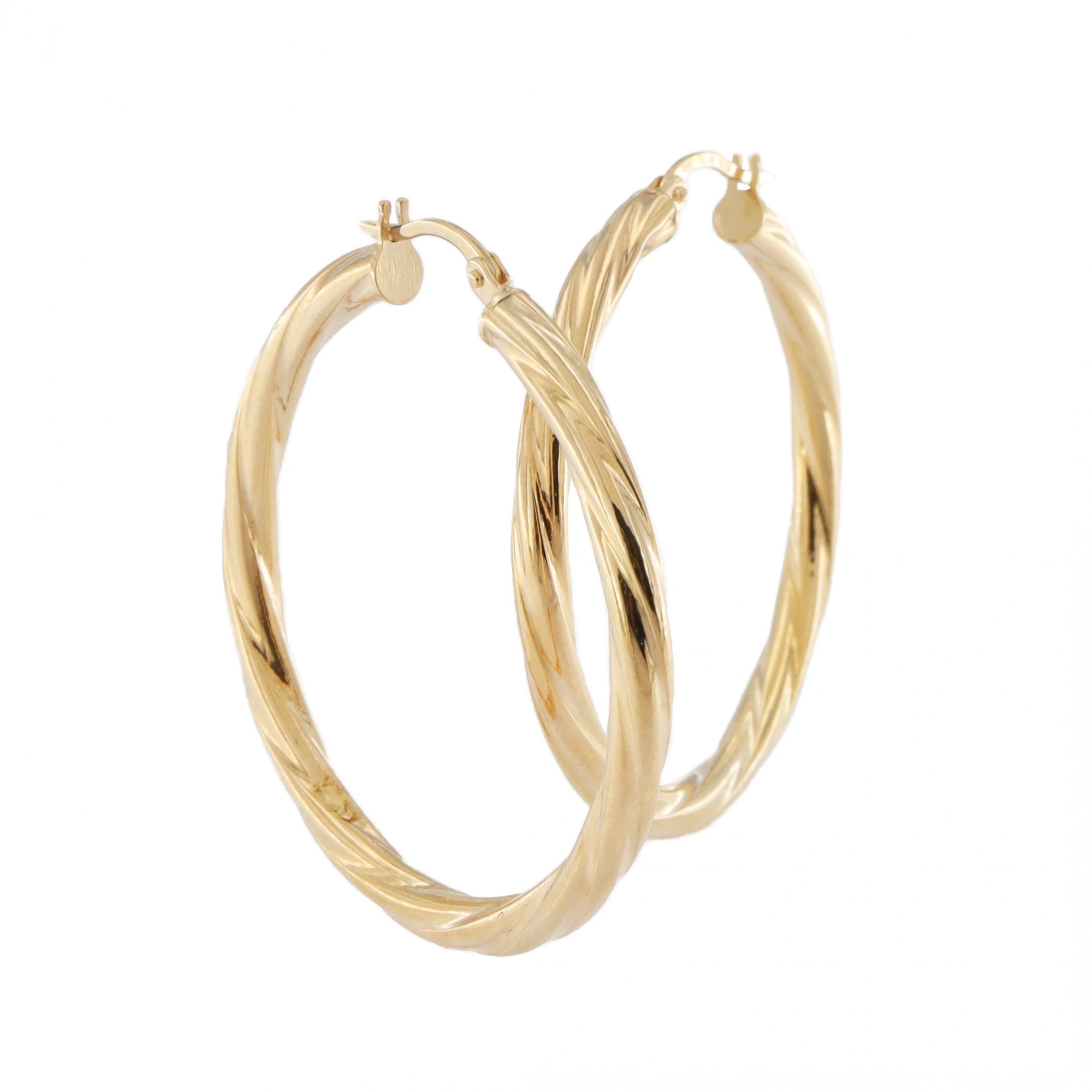 9ct Yellow Gold Twist Hoop Earrings