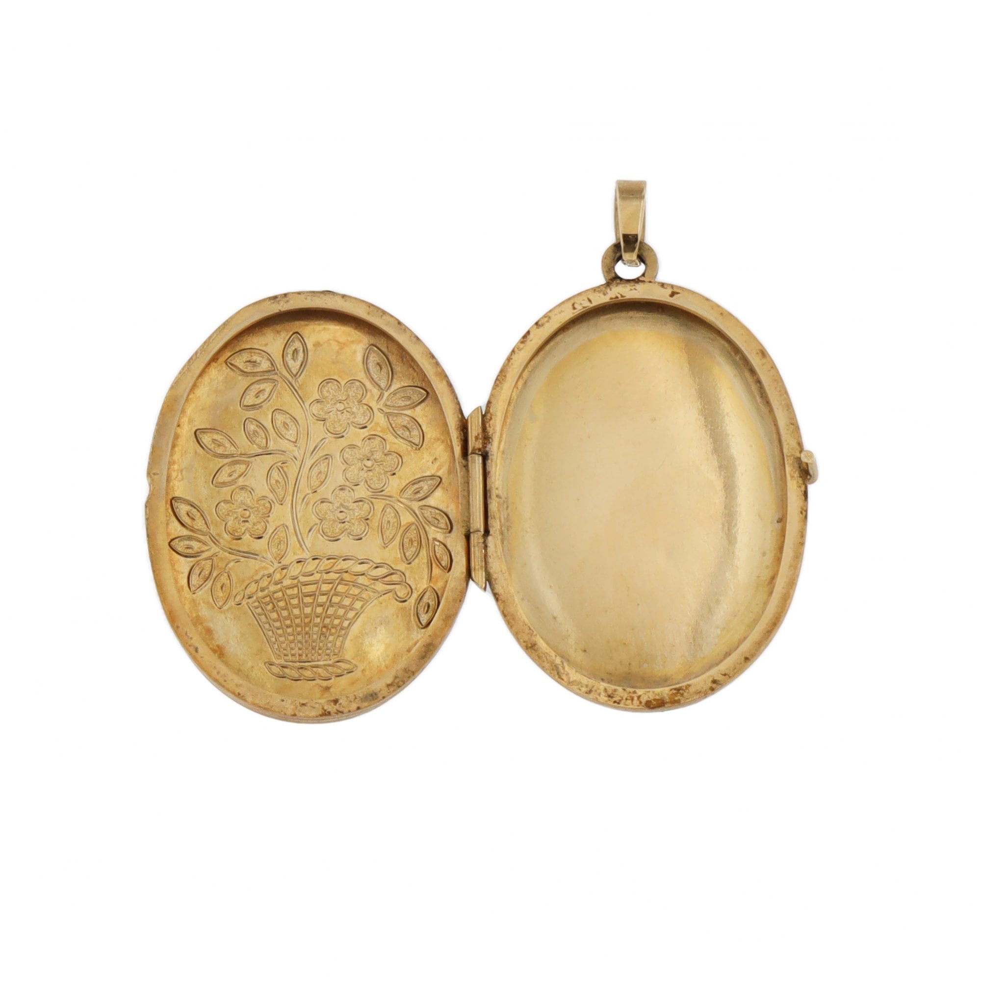 9ct Yellow Gold Oval Flower Locket