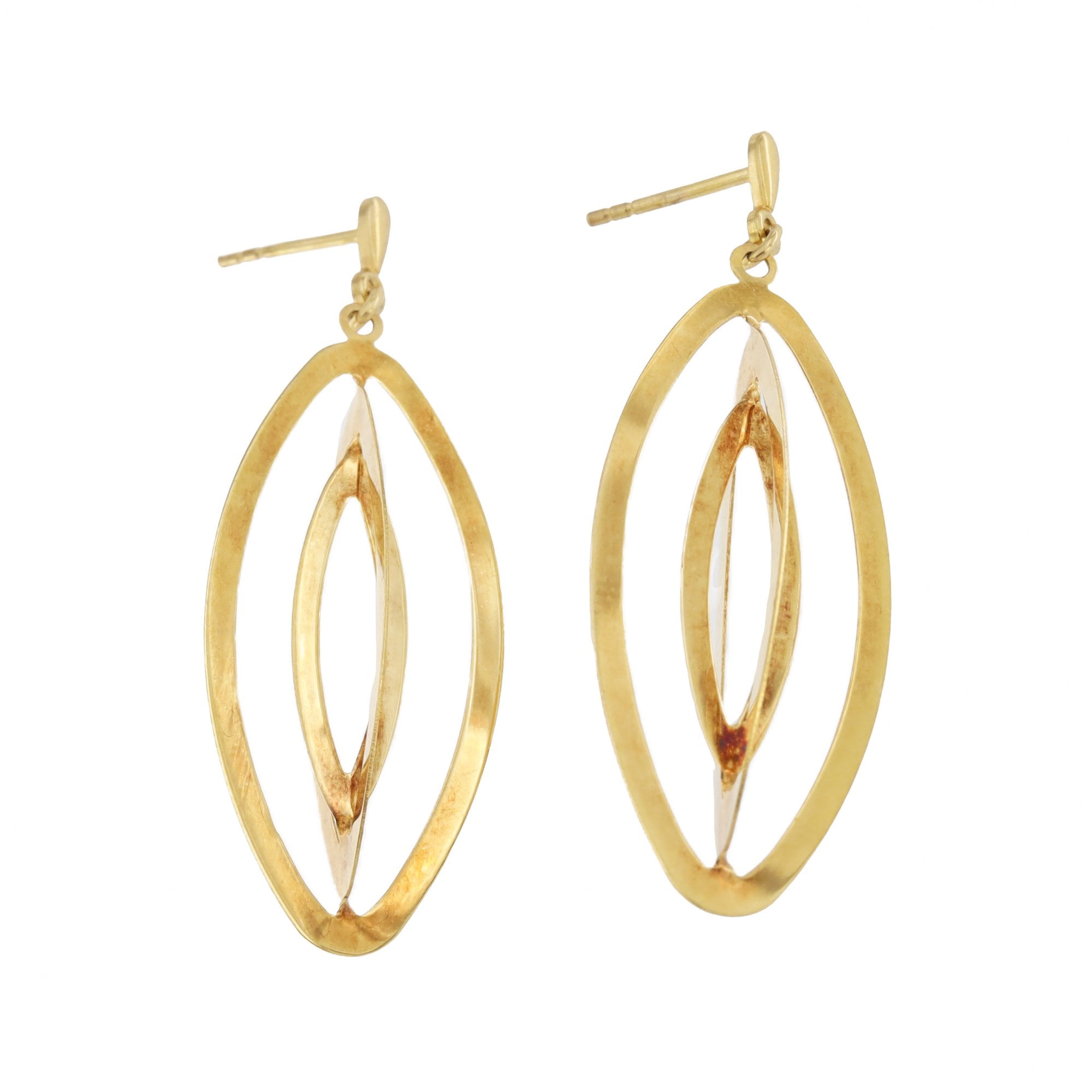 9ct Yellow Gold Double Drop Hoop Earrings