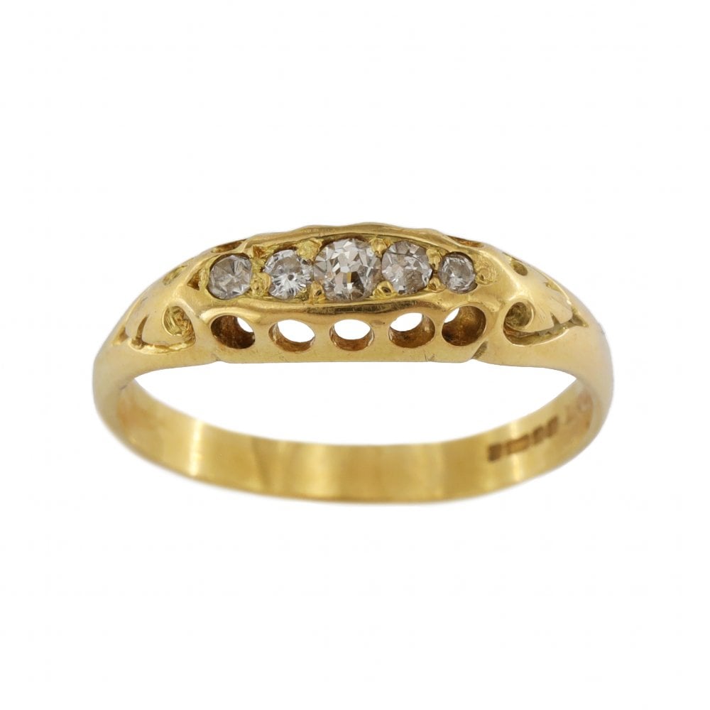 18ct Yellow Gold 5 Stone Diamon Boat Ring