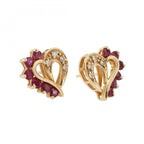 14ct Yellow Gold Ruby & Diamond Heart Earrings