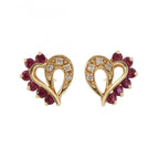 14ct Yellow Gold Ruby & Diamond Heart Earrings
