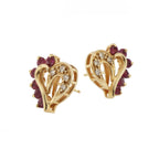 14ct Yellow Gold Ruby & Diamond Heart Earrings