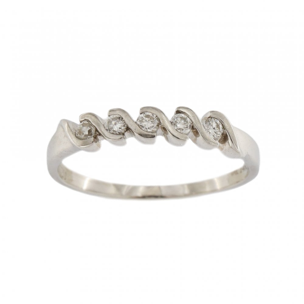 18ct White Gold 5 Stone Diamond 1/2 Eternity Ring