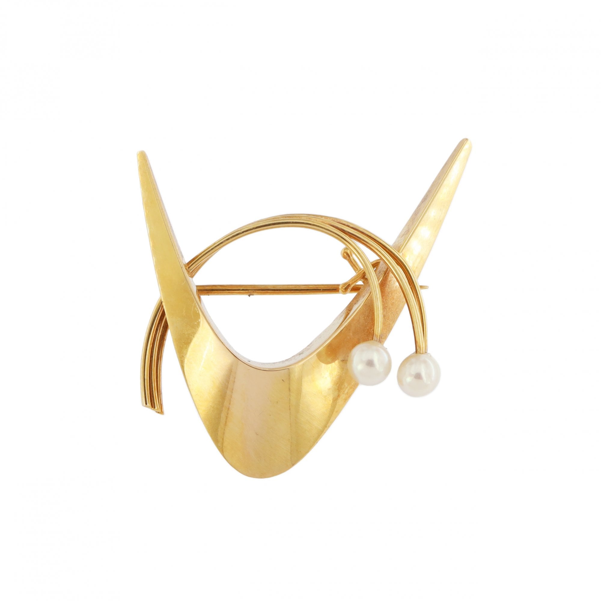18ct Yellow Gold & Cultured Pearl Brooch