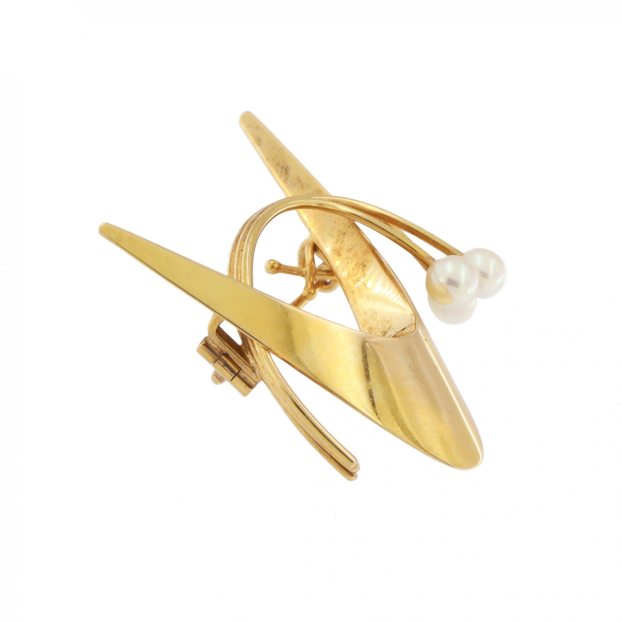 18ct Yellow Gold & Cultured Pearl Brooch
