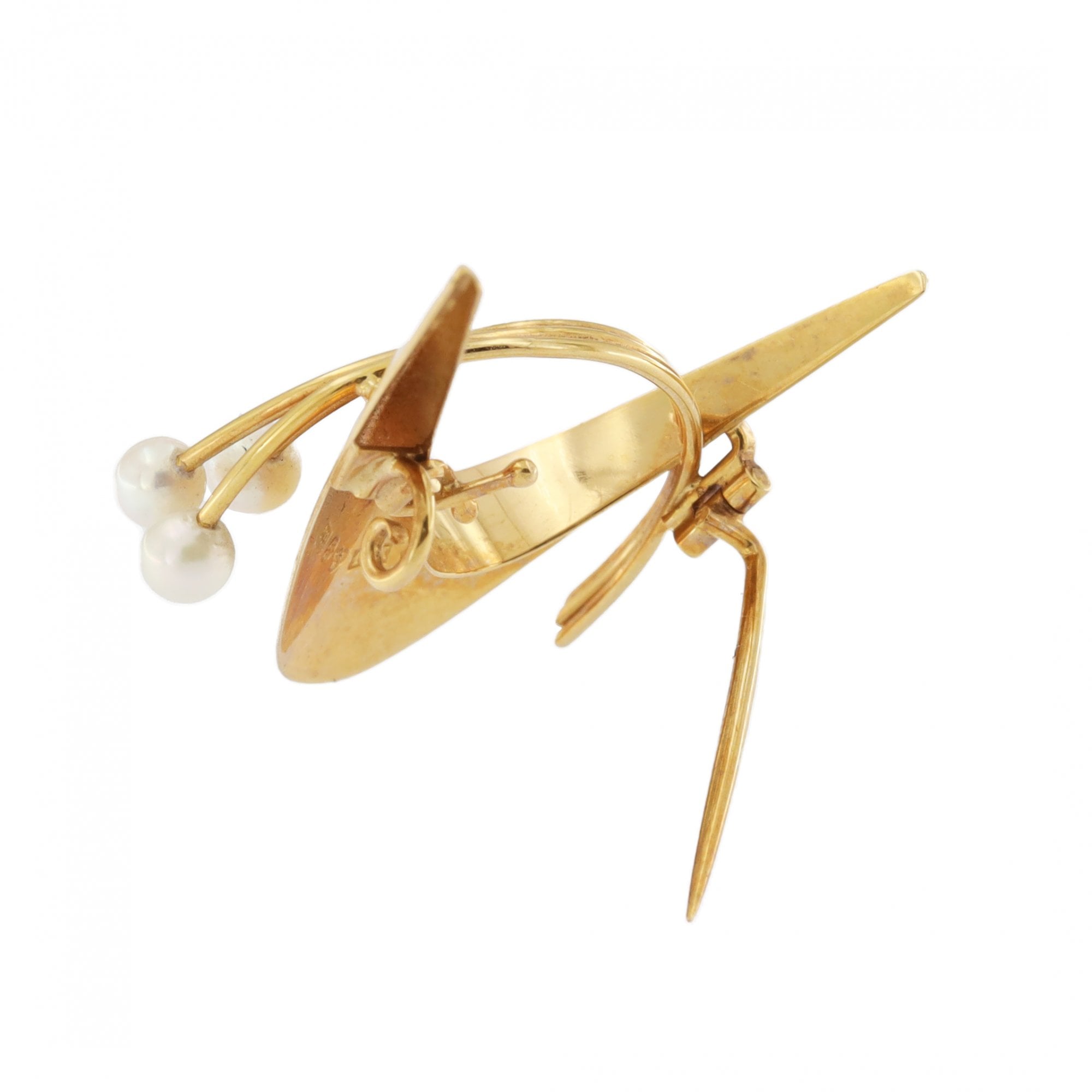 18ct Yellow Gold & Cultured Pearl Brooch