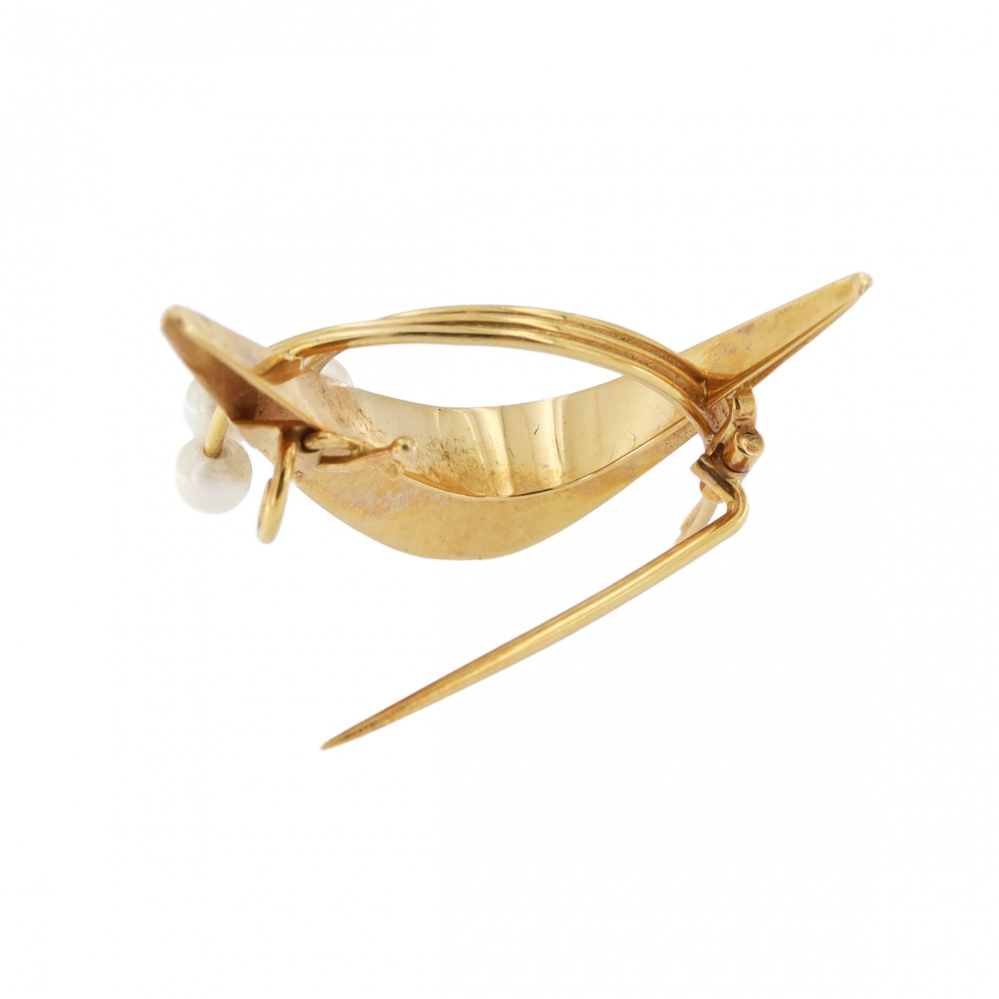 18ct Yellow Gold & Cultured Pearl Brooch