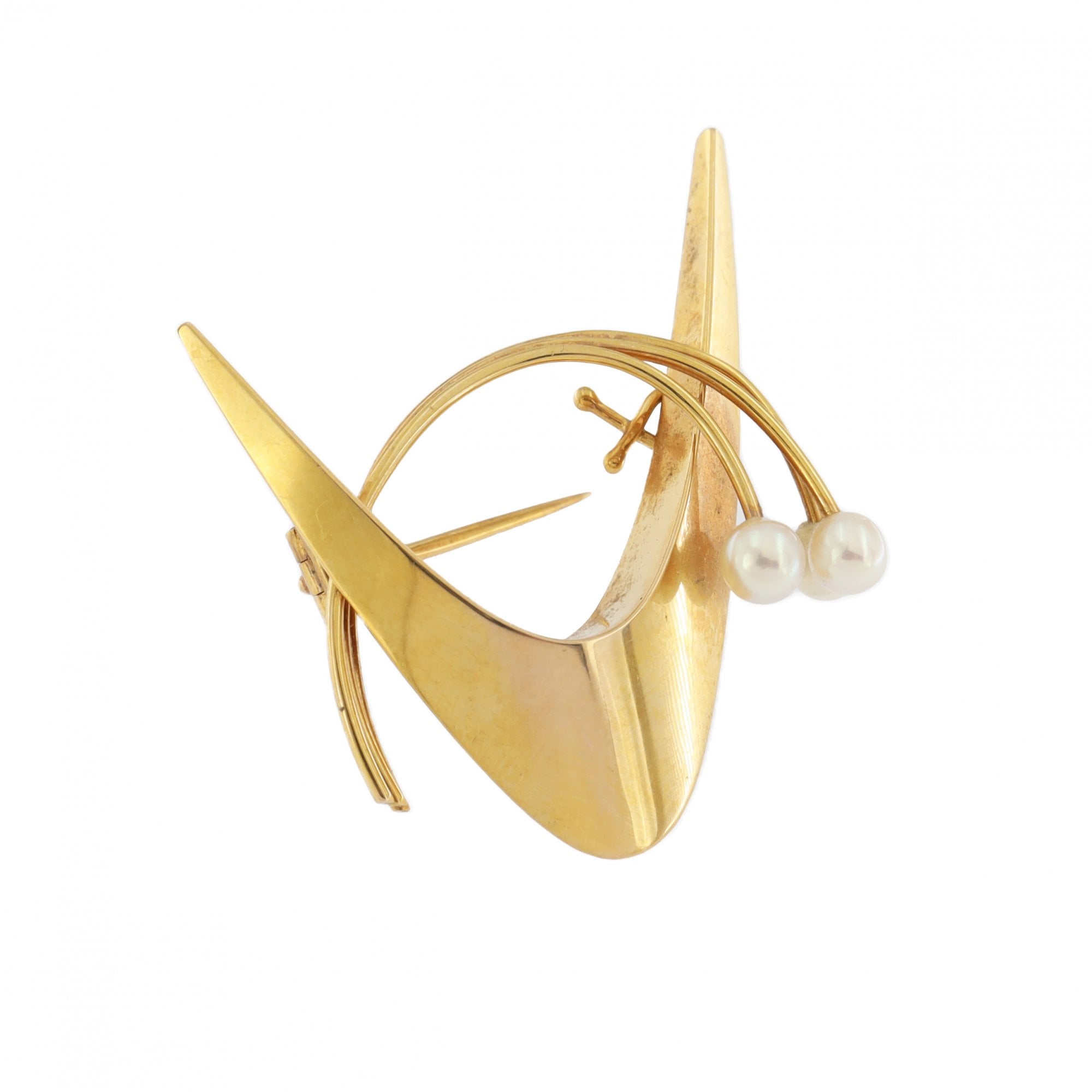 18ct Yellow Gold & Cultured Pearl Brooch