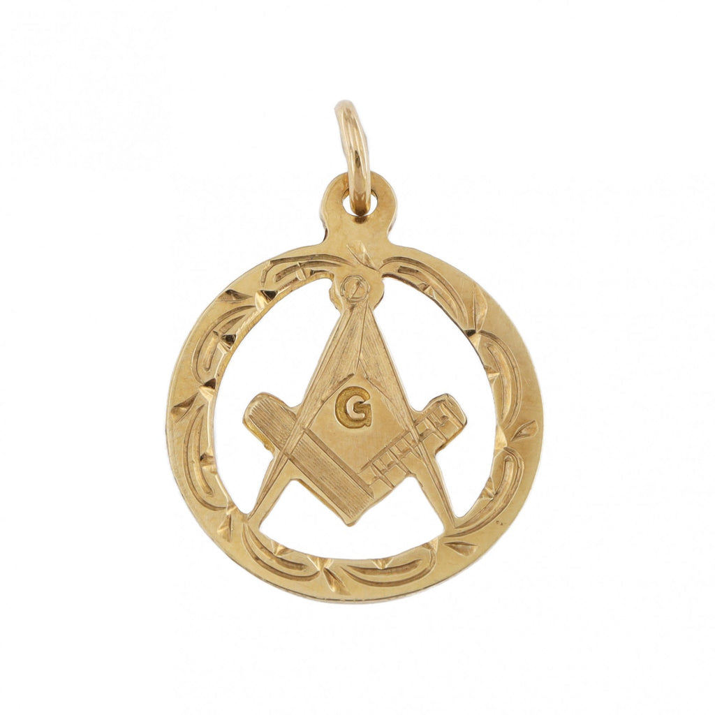 9ct Yellow Gold Masonic Round Pendant