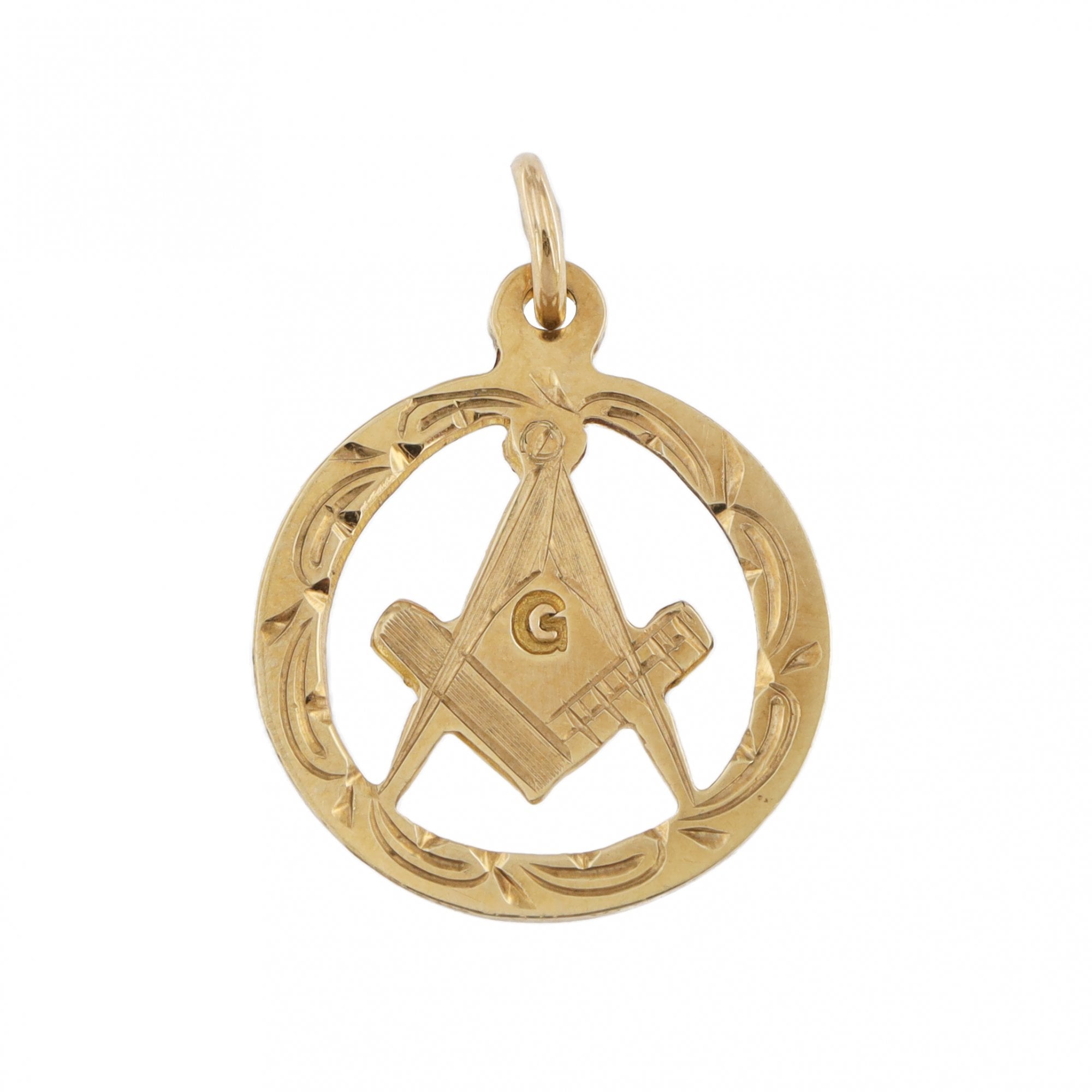 9ct Yellow Gold Masonic Round Pendant