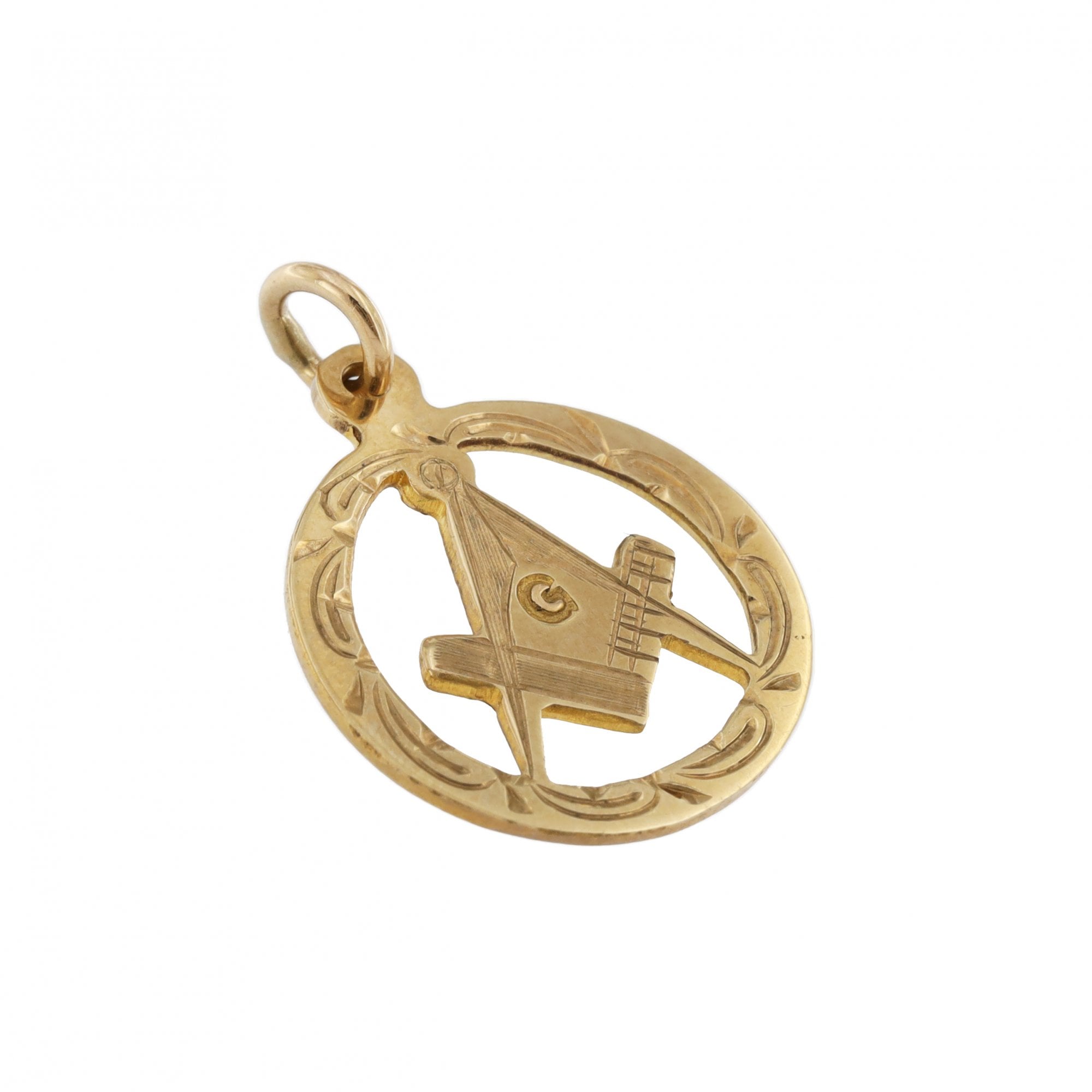 9ct Yellow Gold Masonic Round Pendant