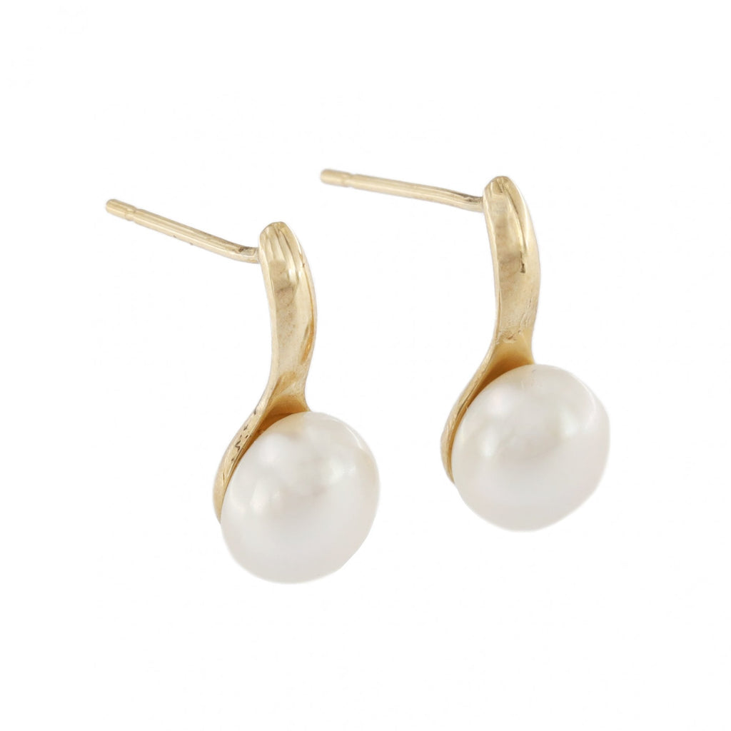 9ct Yellow Gold Pearl - Cultured Drop Earrings