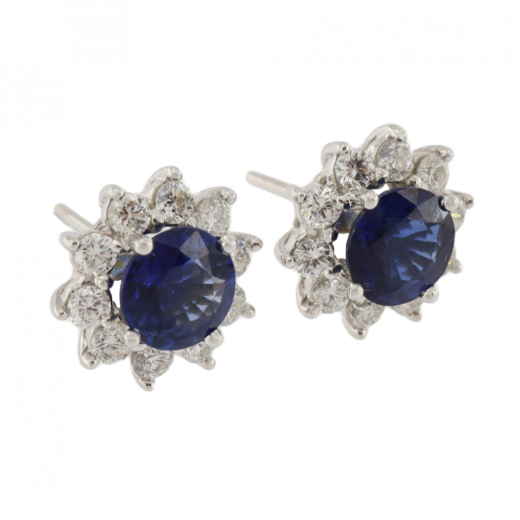 18ct White Gold Sapphire & Diamond Cluster Studs