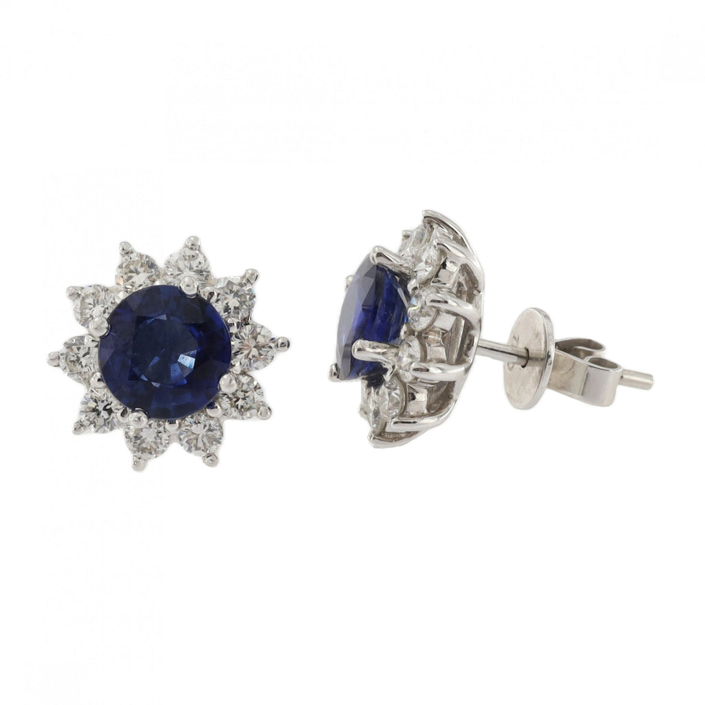 18ct White Gold Sapphire & Diamond Cluster Studs