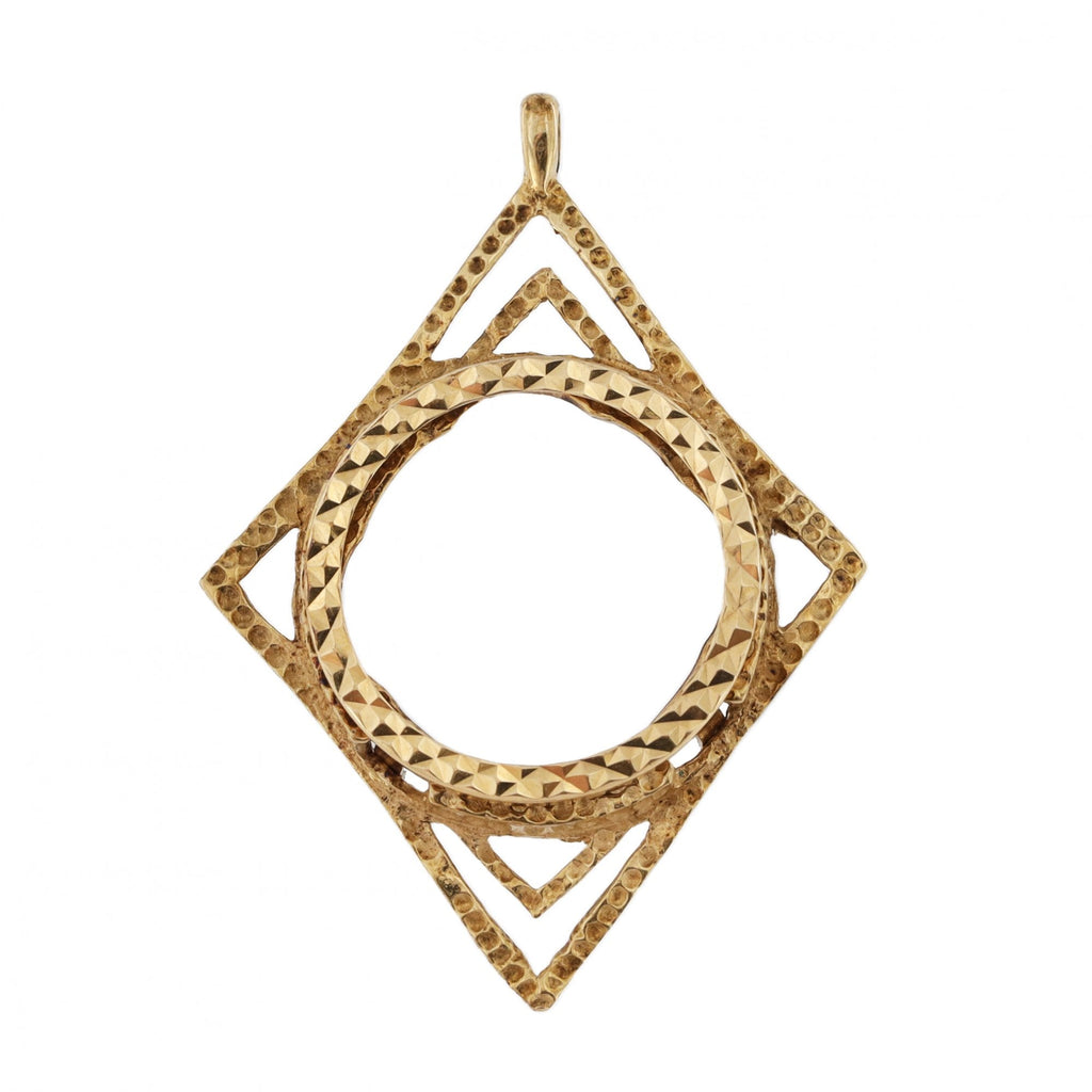 9ct Yellow Gold Full Sovereign Mount Diamond Shaped Pendant
