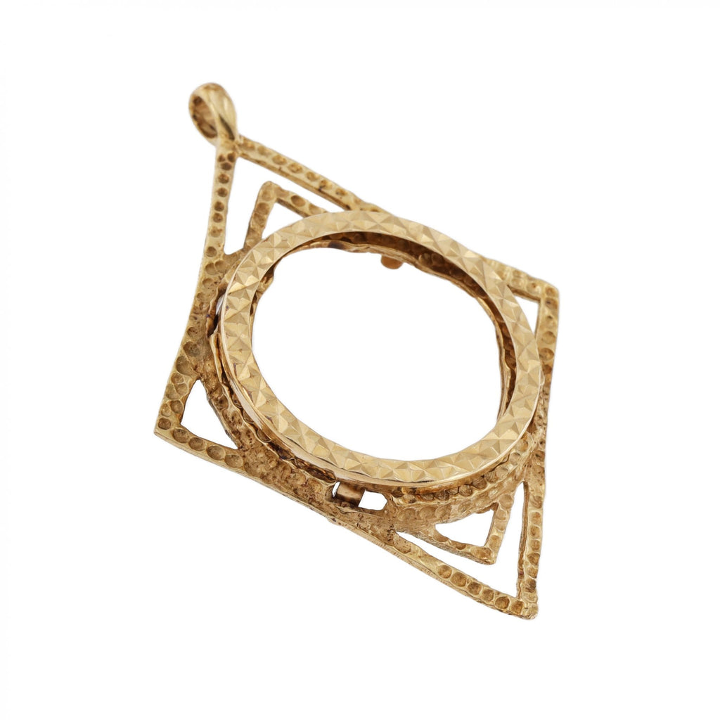 9ct Yellow Gold Full Sovereign Mount Diamond Shaped Pendant