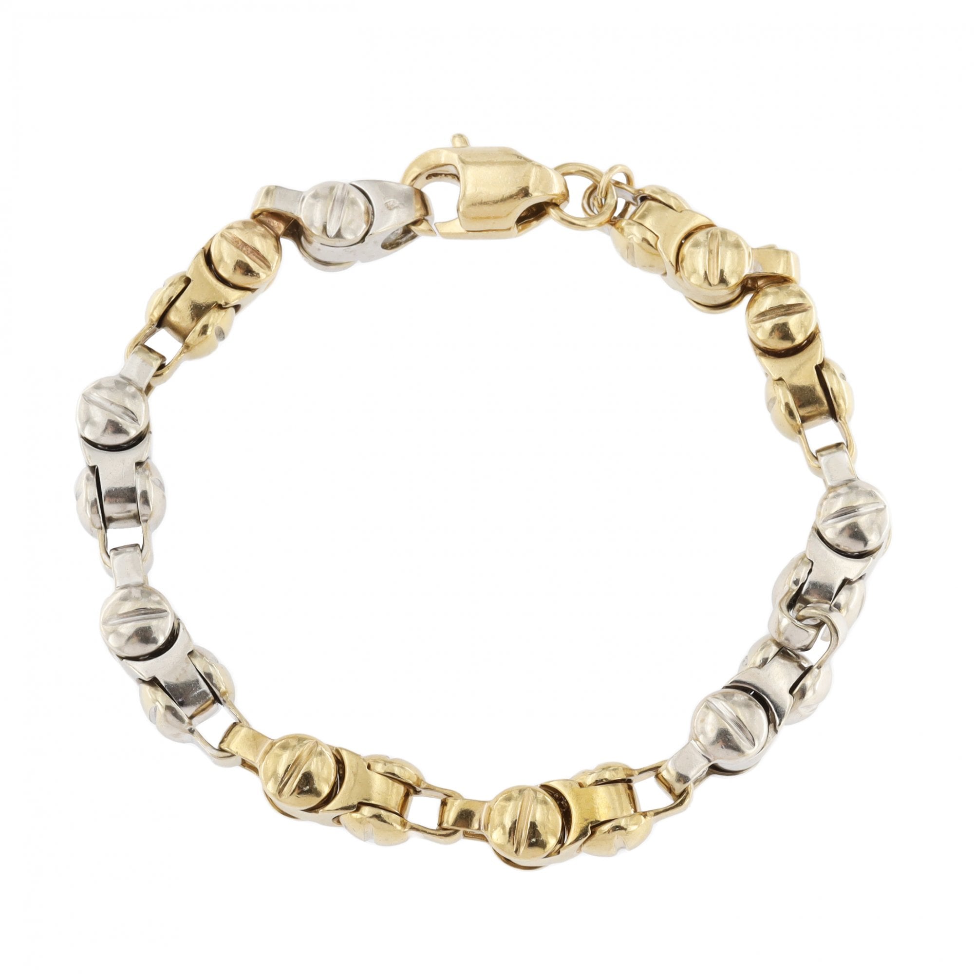 9ct Bi-Colour Gold Screw Bracelet