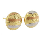 9ct Tri-Colour Gold Button Stud Earrings