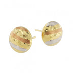 9ct Tri-Colour Gold Button Stud Earrings
