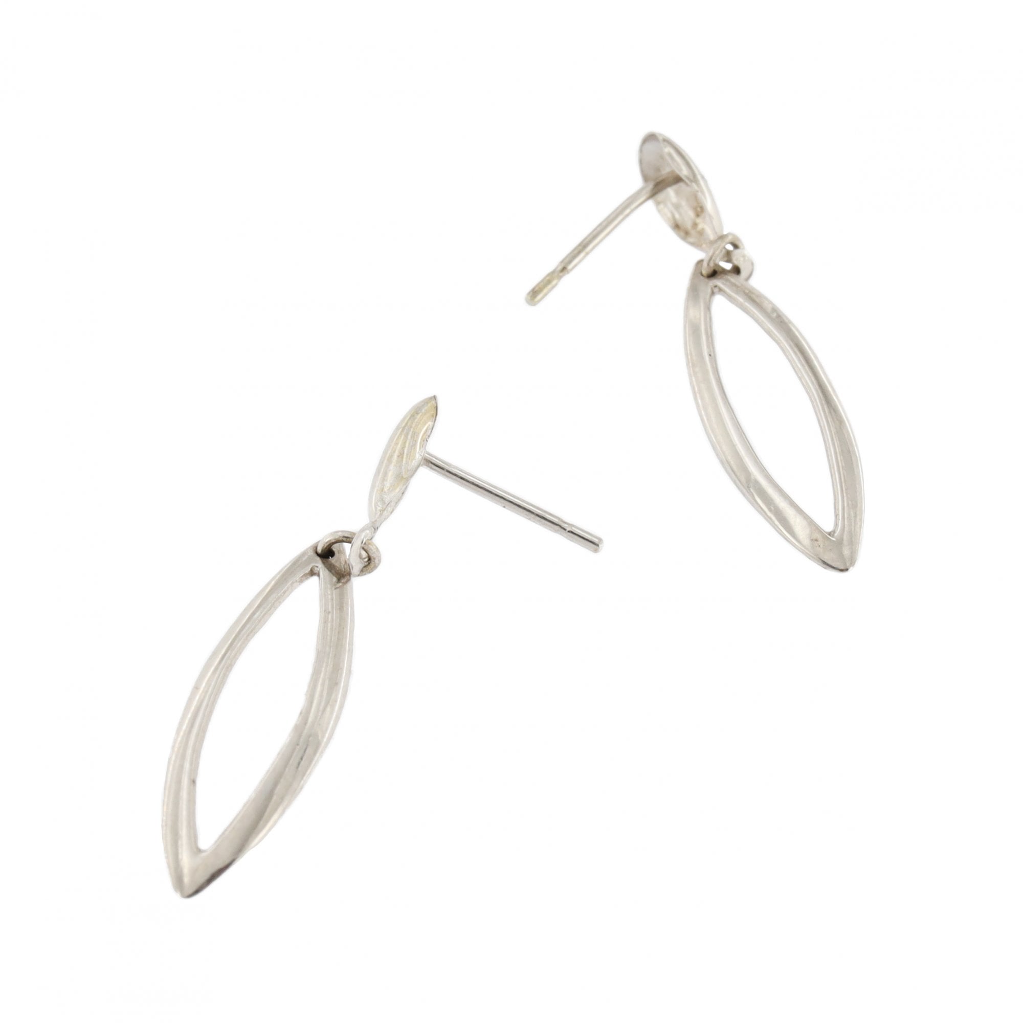 9ct White Gold Drop Earrings