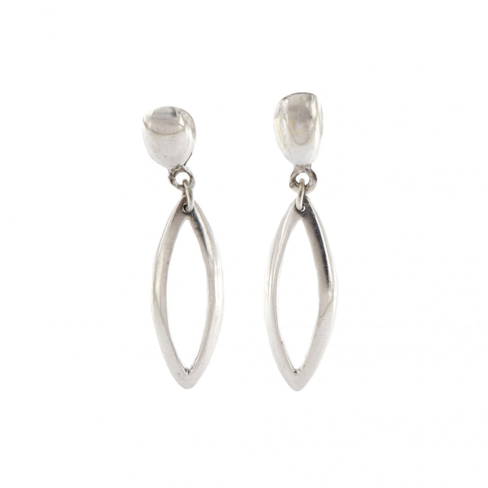 9ct White Gold Drop Earrings