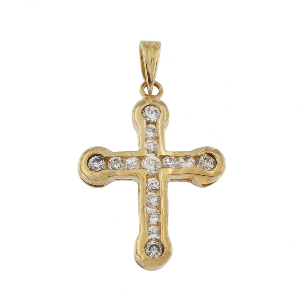 9ct Yellow Gold Cubic Zirconia Cross Small Pendant