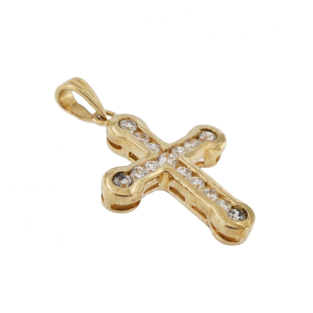 9ct Yellow Gold Cubic Zirconia Cross Small Pendant