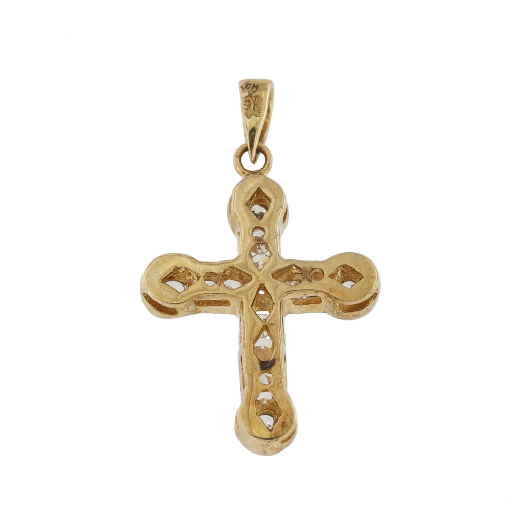 9ct Yellow Gold Cubic Zirconia Cross Small Pendant