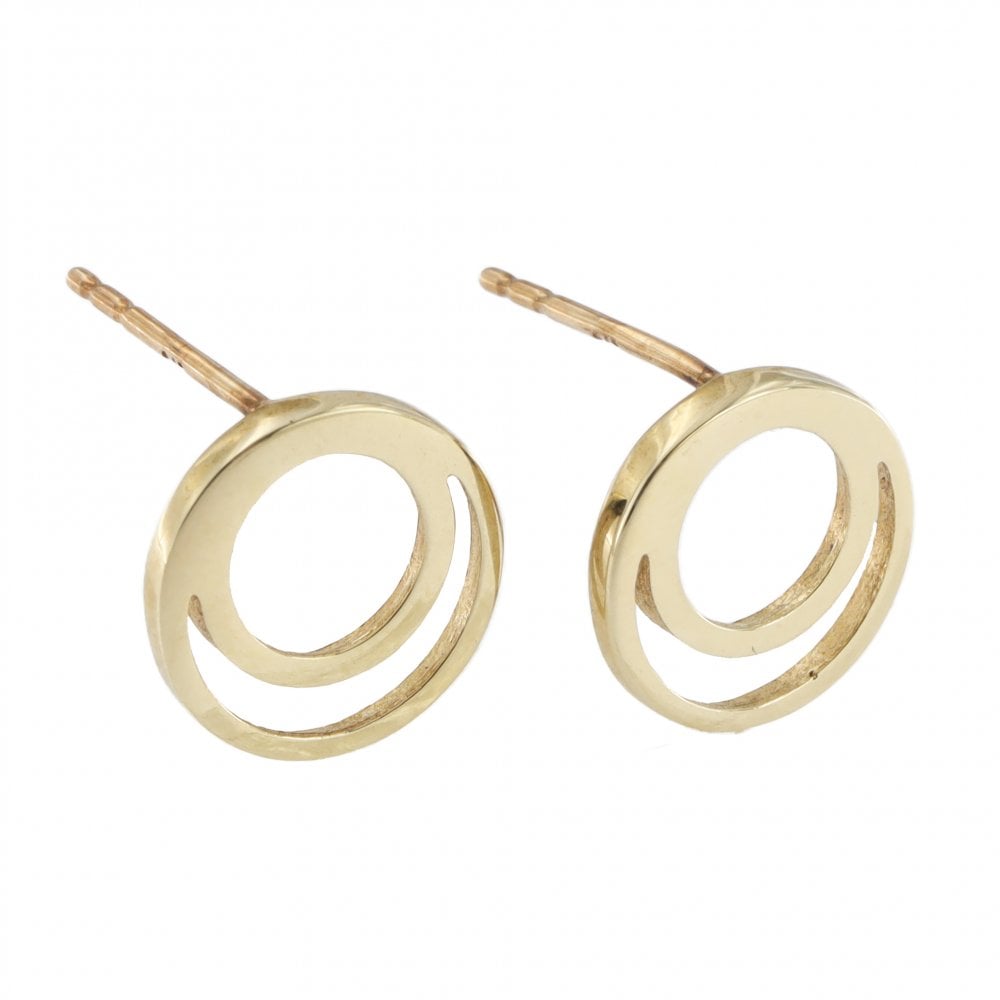 9ct Bi-Colour Double Circle Stud Earrings