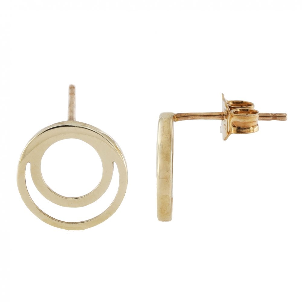 9ct Bi-Colour Double Circle Stud Earrings
