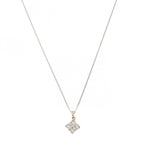 9ct White Gold Cubic Zirconia 4 Stone Pendant & Chain