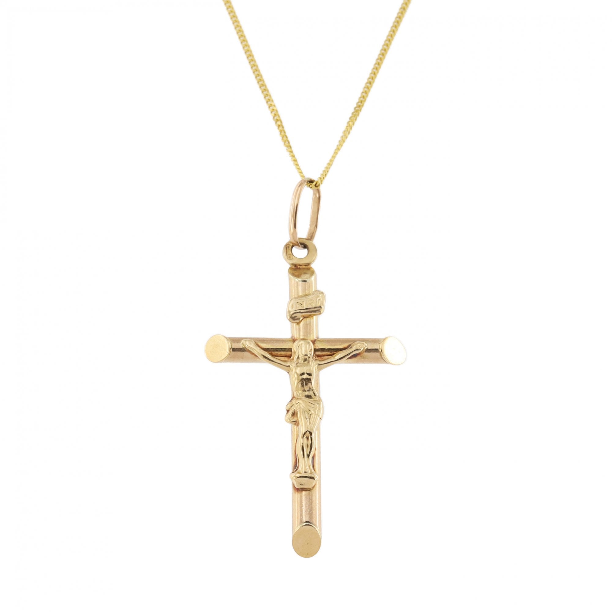 9ct Yellow Gold Crucifix Pendant & Chain