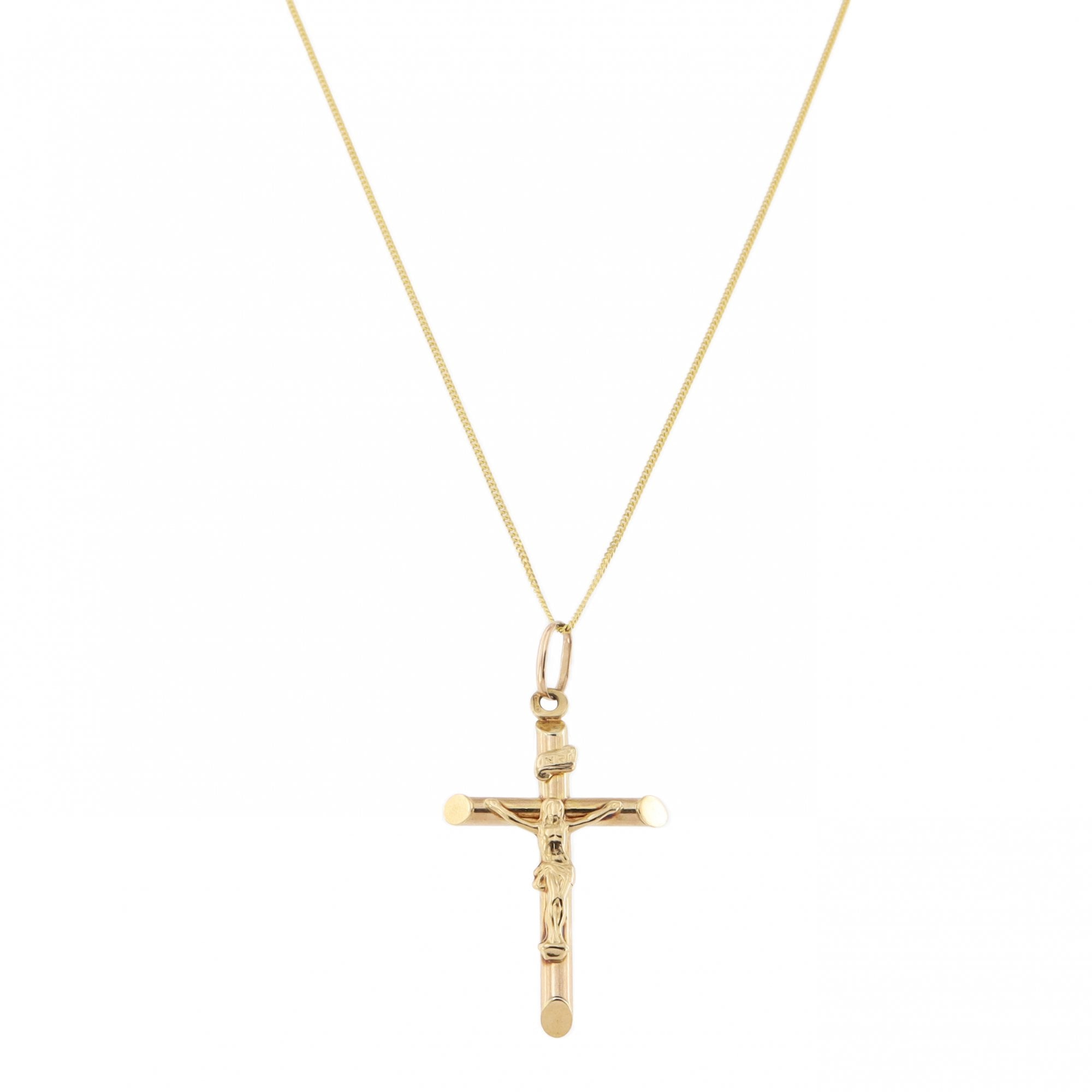 9ct Yellow Gold Crucifix Pendant & Chain