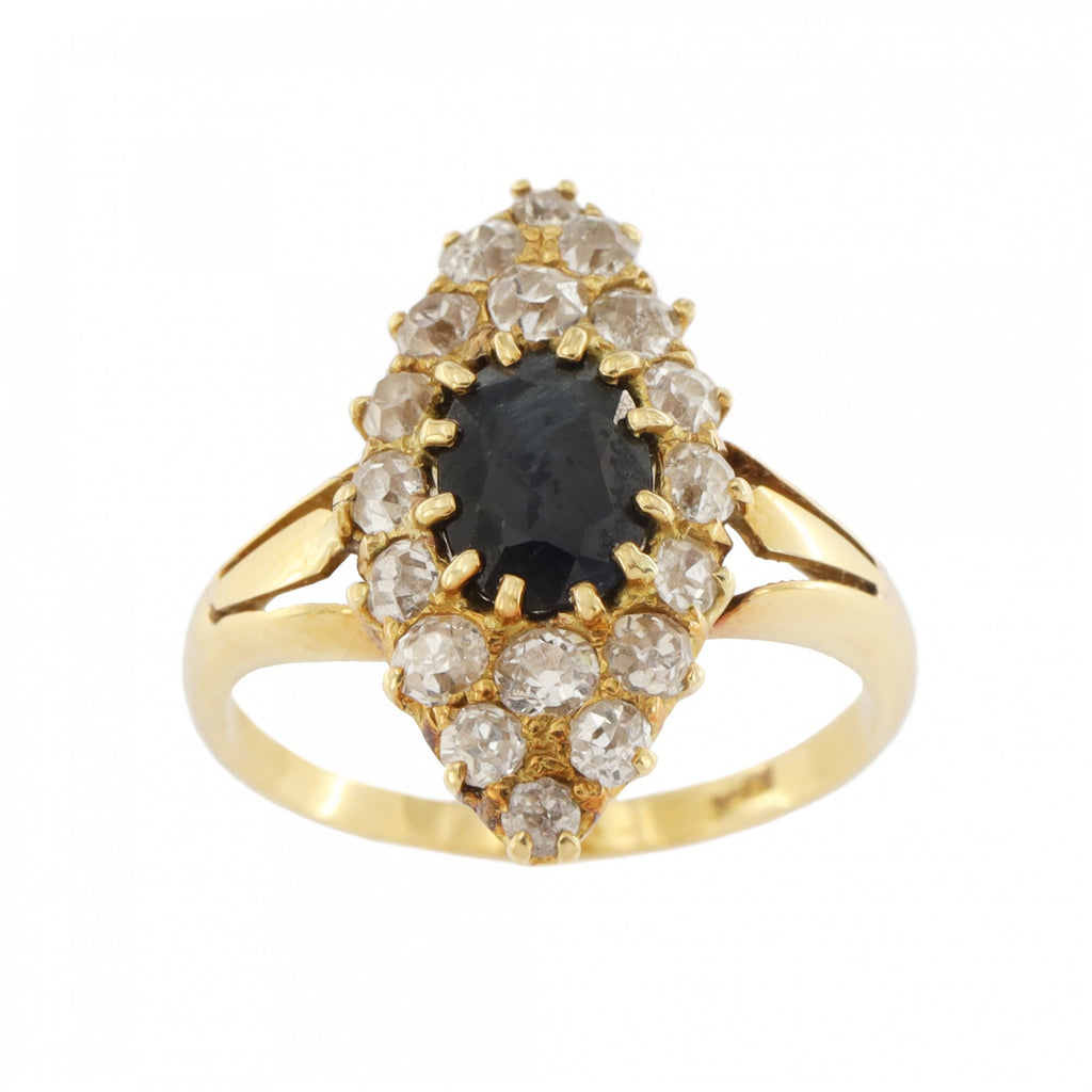 18ct Yellow Gold Sapphire & Diamond Cluster