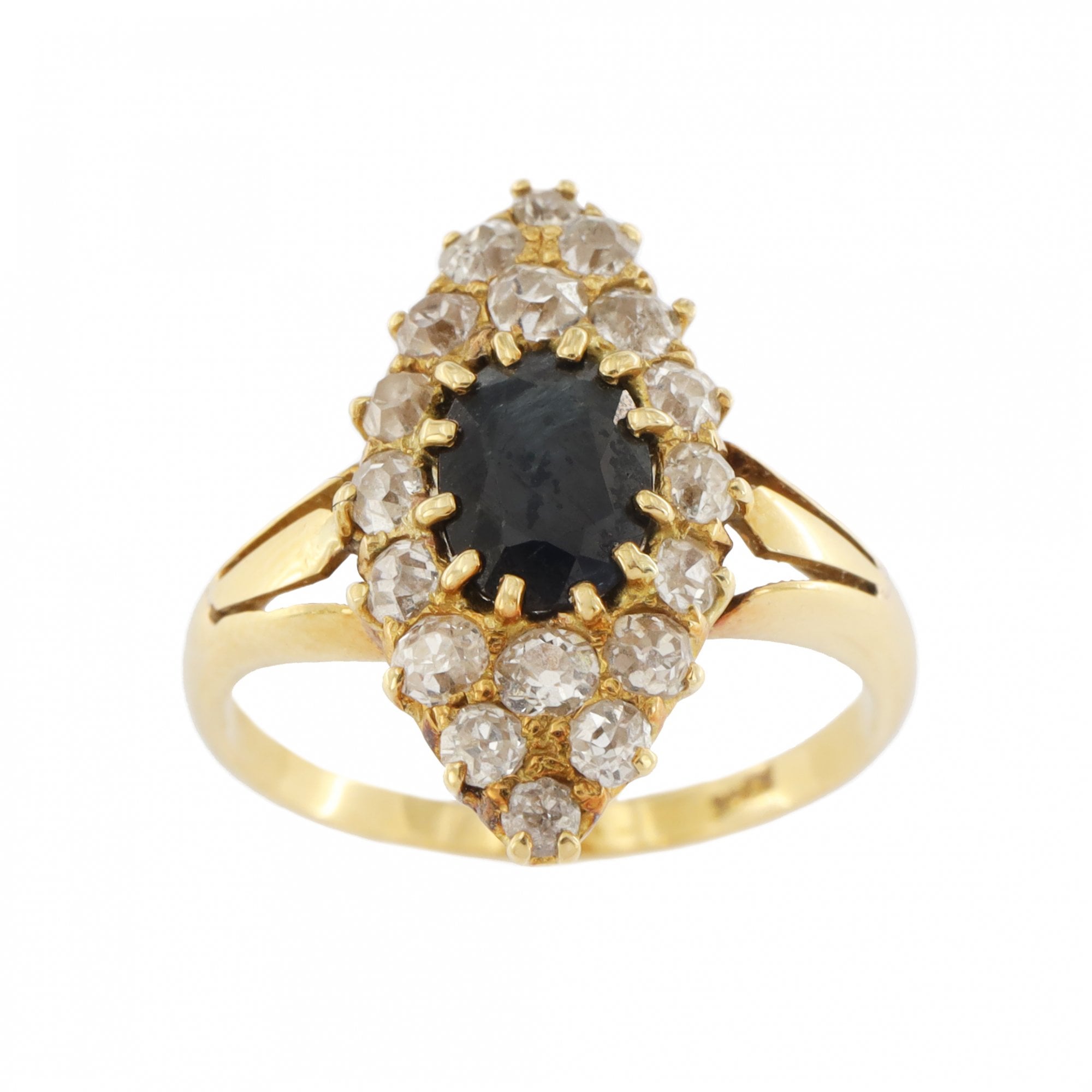 18ct Yellow Gold Sapphire & Diamond Cluster