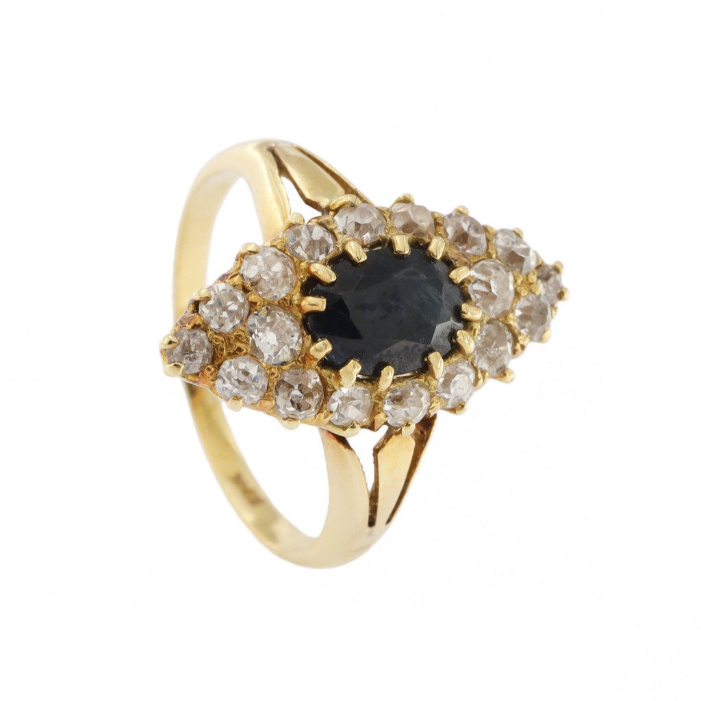 18ct Yellow Gold Sapphire & Diamond Cluster