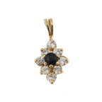 9ct Yellow Gold Synthetic Sapphire & Cubic Zirconia Pendant