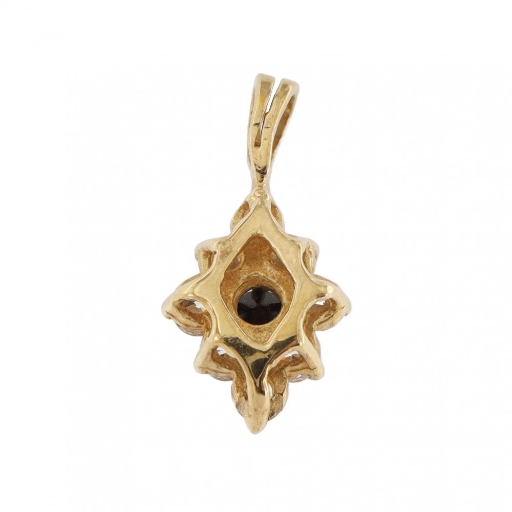 9ct Yellow Gold Synthetic Sapphire & Cubic Zirconia Pendant