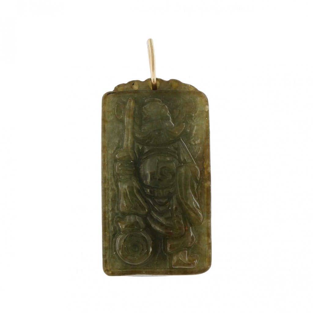 9ct Yellow Gold Jade God Pendant