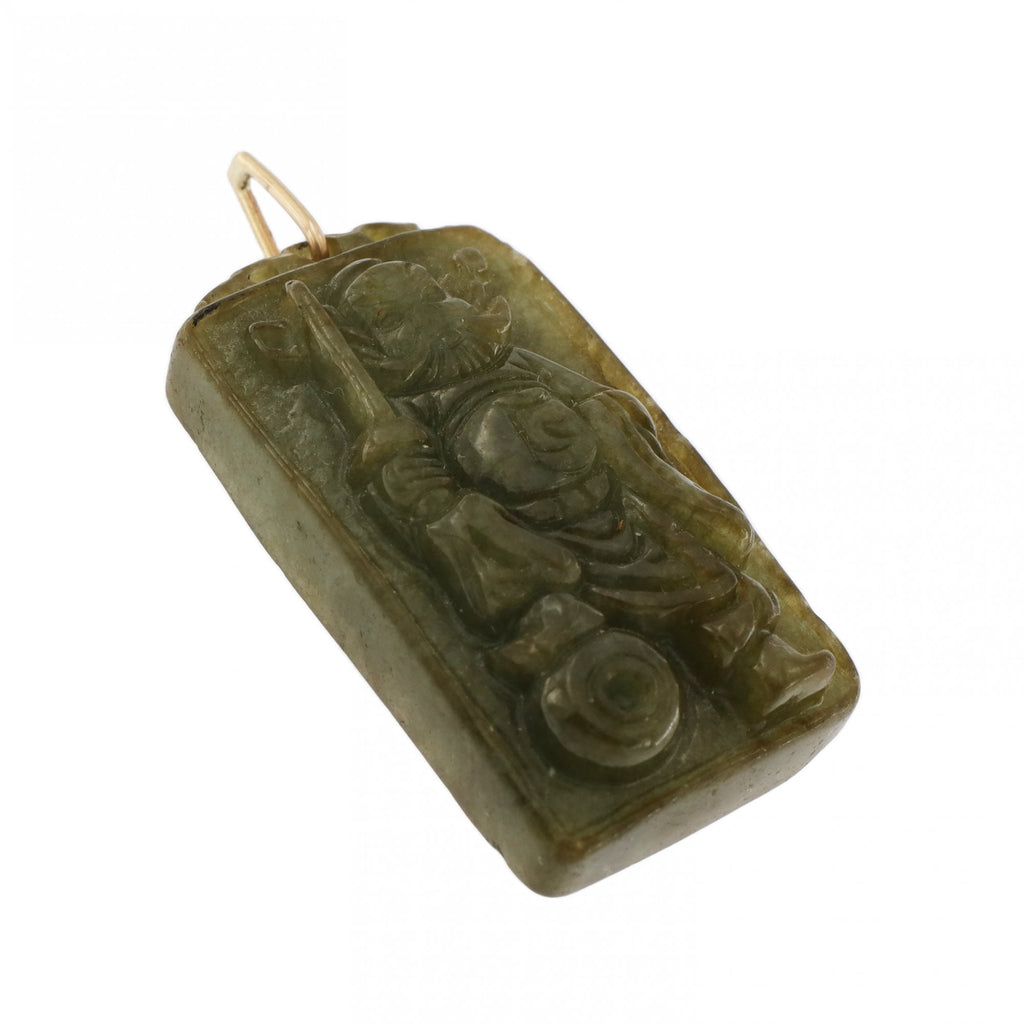 9ct Yellow Gold Jade God Pendant