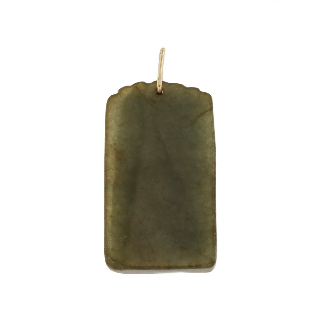 9ct Yellow Gold Jade God Pendant
