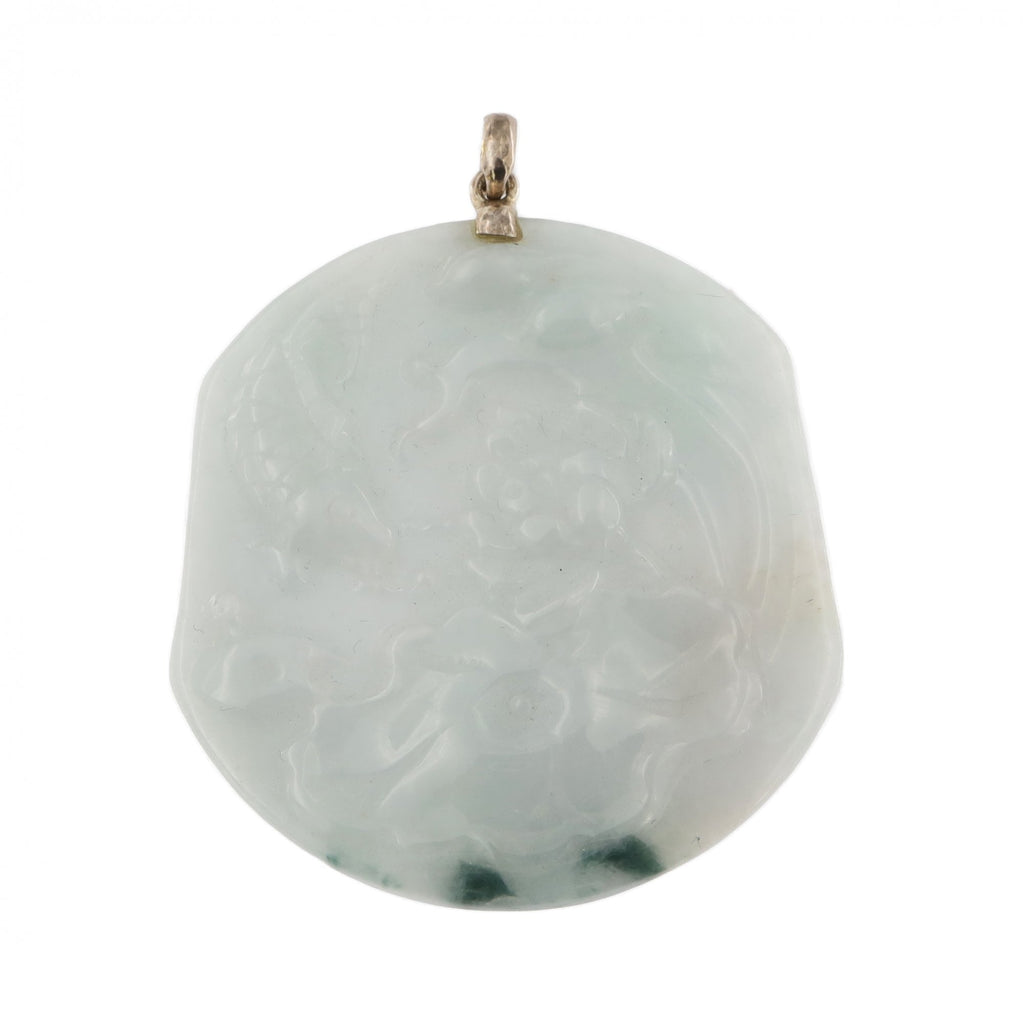 Silver White Jade Fishing Pendant