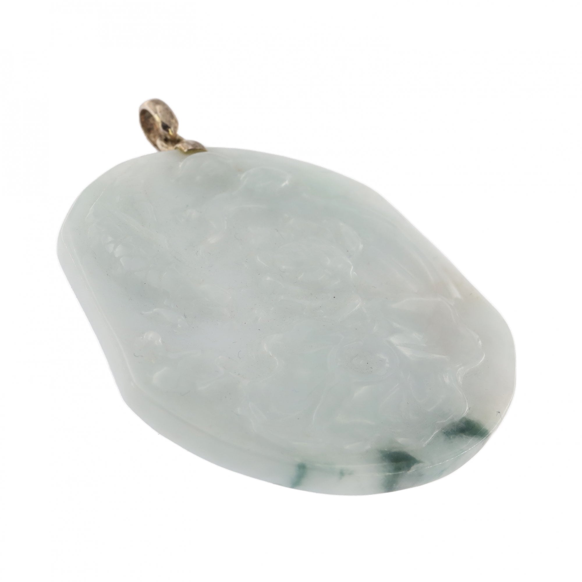 Silver White Jade Fishing Pendant