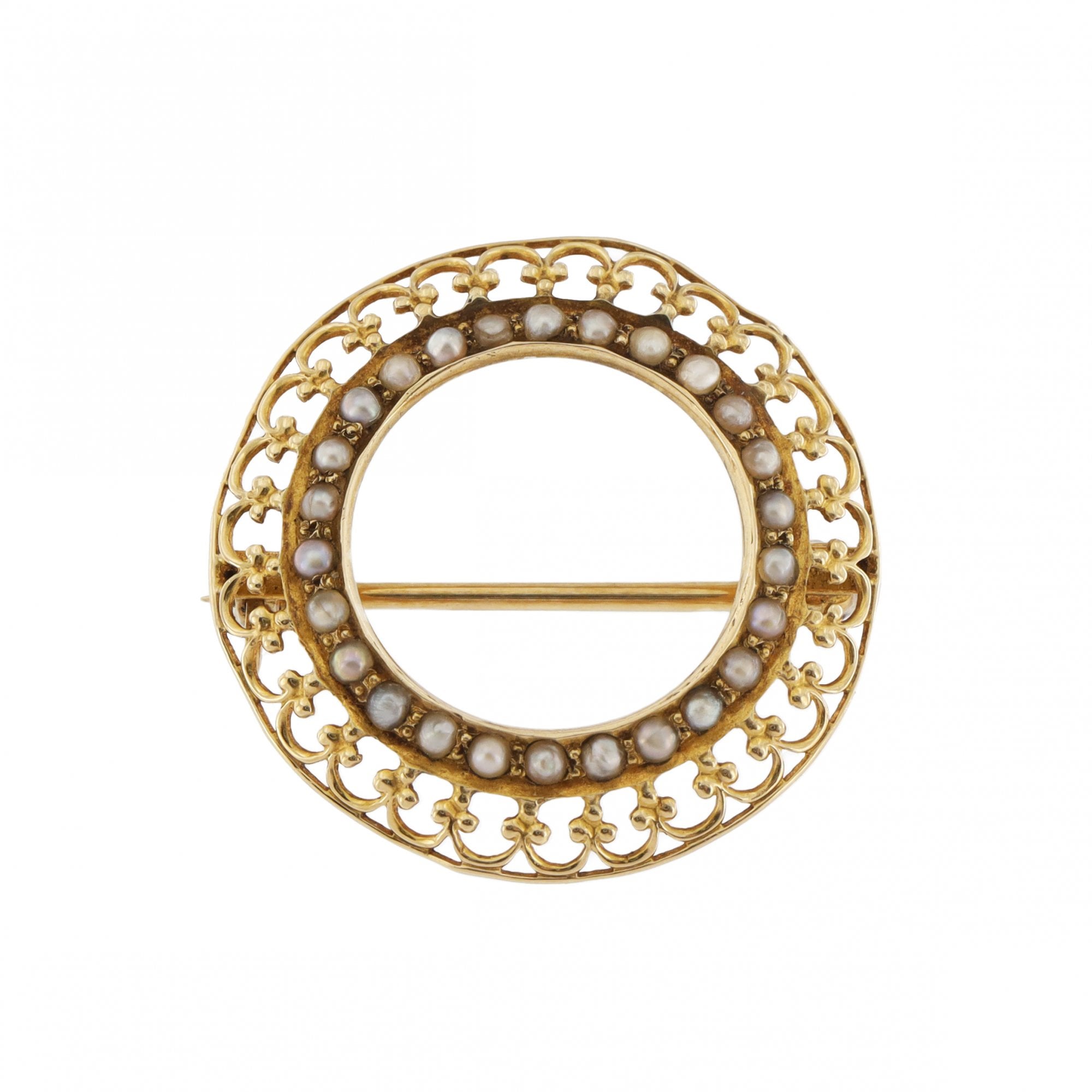 14ct Yellow Gold Sea Pearl Circular Brooch