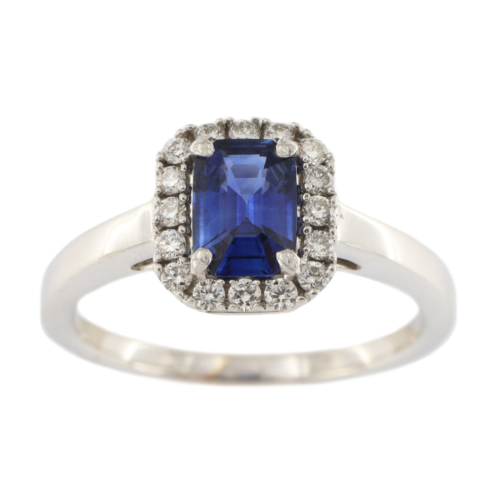 18ct White Gold Sapphire & Diamond Cluster Ring